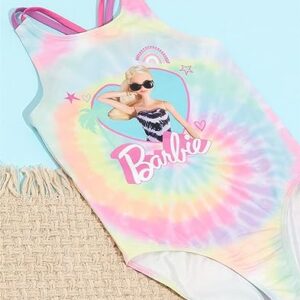 Barbie Swimsuit Girls Kids Doll Logo Tie Dye Swimming Costume 4-5 Years Pink