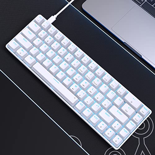 DIERYA T68SE 60% Gaming Mechanical Keyboard,Ultra Compact Mini 68 Key with Red Switches Wired Keyboard,Anti-Ghosting Keys, for Windows Laptops and PC Gamers,White