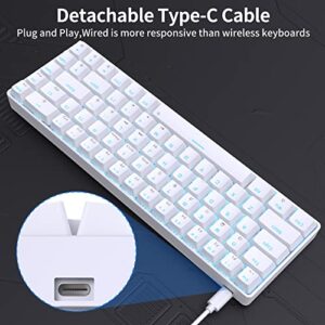 DIERYA T68SE 60% Gaming Mechanical Keyboard,Ultra Compact Mini 68 Key with Red Switches Wired Keyboard,Anti-Ghosting Keys, for Windows Laptops and PC Gamers,White