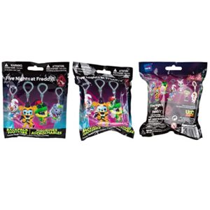 SCS Direct Five Nights at Freddy's Security Breach Mystery Blind Bag Keychain Figures, 3 Pack - Receive 3 of 7 Assorted Collectible 2" Toy Clip-on Key Chain Hanger Accessories - Gift for Kids & Teens