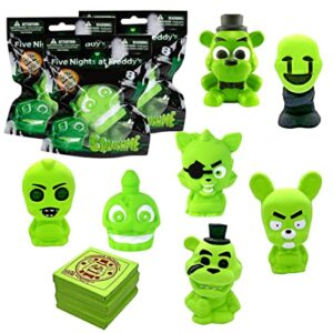 five nights at freddy's 3-pack mystery bag - assorted glow-in-the-dark squishy figures - ages 4+ officially licensed