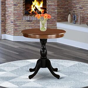 East West Furniture EST-MBL-TP Eden Dining Table - a Round Kitchen Table Top with Pedestal Base, 30x30 Inch, Mahogany & Black