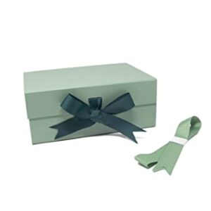 PAPER GENIUS Luxury Gift Box | 9.5x7x4 Inches-with 2 Satin Ribbons | Gift Boxes with Lids for Christmas - Gift boxes with Ribbons for wedding and Thanksgiving (Medium Mint Green)