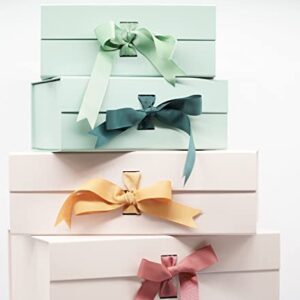 PAPER GENIUS Luxury Gift Box | 9.5x7x4 Inches-with 2 Satin Ribbons | Gift Boxes with Lids for Christmas - Gift boxes with Ribbons for wedding and Thanksgiving (Medium Mint Green)