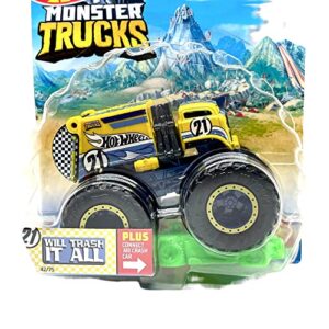 Monster Trucks Will Trash It All (Yellow/Blue) with Connect and Crash car 42/75, 1:64 Scale diecast Truck