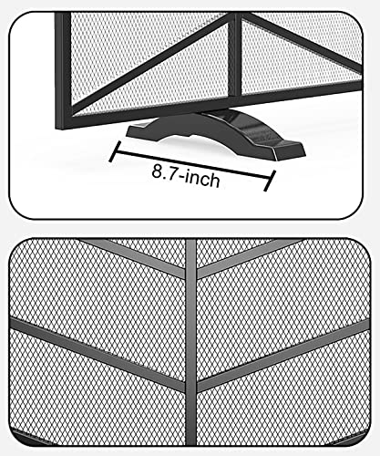 Fire Beauty Single Panel Handcrafted Wrought Iron Mesh Chevron Fireplace Screen, Fire Spark Guard for Living Room, Bedroom Décor