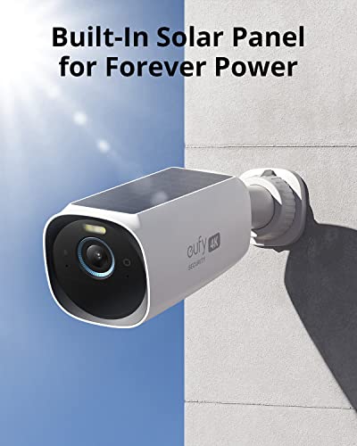 eufy Security eufyCam 3 4-Cam Kit, Security Camera Outdoor Wireless, 4K Camera with Integrated Solar Panel, Forever Power, Face Recognition AI, Expandable local storage up to 16TB, Spotlight, No Month