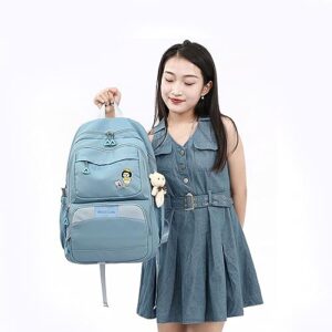 MOUTCLMB Kids backpack,Girls Backpack,Big-capacity School Backpacks 18.1 * 11.8 * 7.87in for Girls,School bags for Elementary Middle School High School,Send cute pendant（Blue）