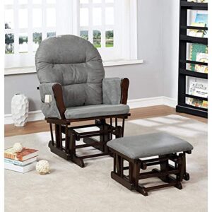 nursery glider & ottoman sets, reclining swivel glider rocker with ottoman, nursery rocking breastfeeding maternity chair for baby room, recliner glider with ottoman, padded arms - espresso, dark gray