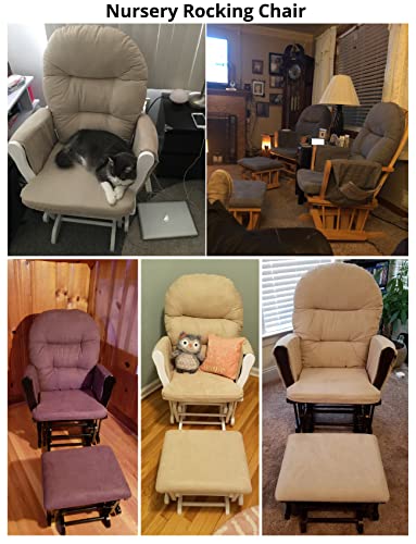 Nursery Glider & Ottoman Sets, Reclining Swivel Glider Rocker with Ottoman, Nursery Rocking Breastfeeding Maternity Chair for Baby Room, Recliner Glider with Ottoman, Padded Arms - Espresso, Dark Gray