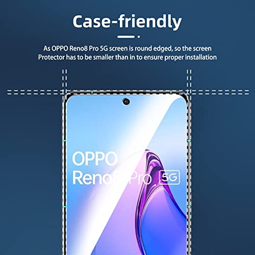 NEW'C [3 Pack] Designed for Oppo Reno 8 Pro 5G Screen Protector Tempered Glass, Case Friendly Ultra Resistant