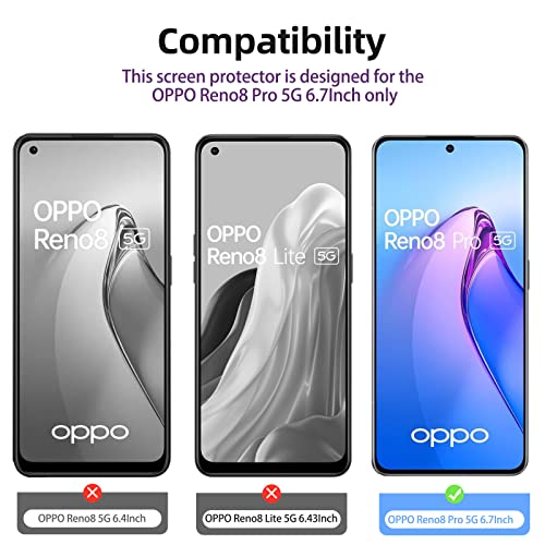NEW'C [3 Pack] Designed for Oppo Reno 8 Pro 5G Screen Protector Tempered Glass, Case Friendly Ultra Resistant