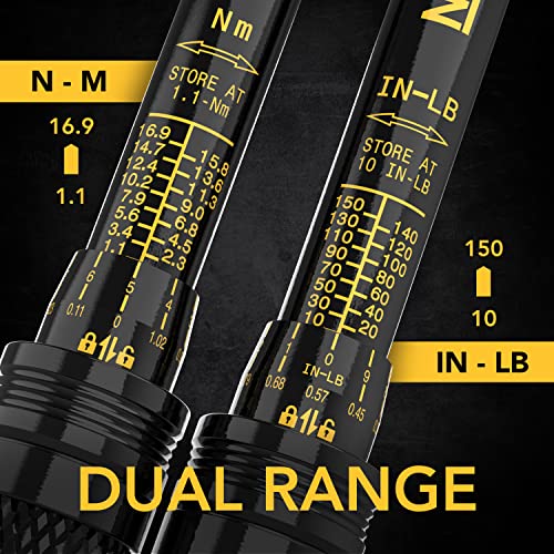 LEXIVON Inch Pound Torque Wrench 1/4-Inch Dr. | 72-Tooth Gear Dual-Direction Click Type | Micro-Adjustment 10~150 in-lb (1.1~16.9 Nm) | Zippered Protective Case (LX-180)