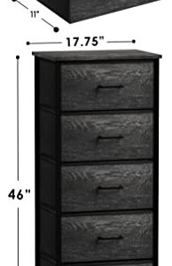 Sorbus Tall Fabric Storage Dresser - Stand Up Tower of 5 Drawers with Steel Frame, Wood Top, & Faux Wood Fabric - Great for Bedroom, Dorm, Closet, Living Room, Entryway - Narrow Nightstand Organizer