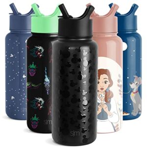 simple modern disney water bottle with straw lid vacuum insulated stainless steel metal thermos | gifts for women men reusable leak proof flask | summit collection | 32oz mickey 4d