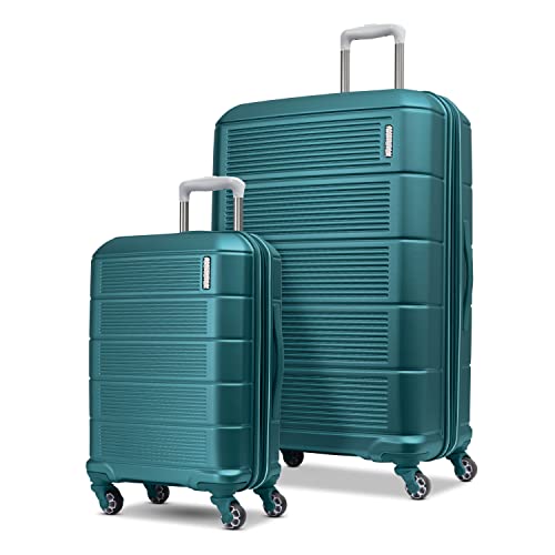 American Tourister Stratum 2.0 Hardside Expandable Luggage with Spinners, Bright Teal, 2PC SET (Carry-on/Large)