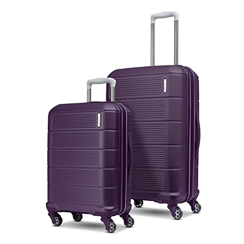 American Tourister Stratum 2.0 Hardside Expandable Luggage with Spinners, Plum, 2PC SET (Carry-on/Large)