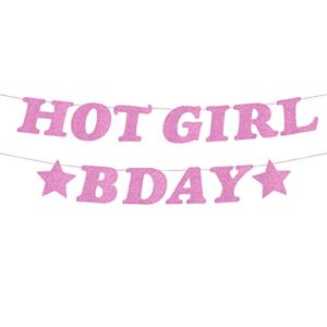 xo, fetti hot girl bday glitter banner - purple, 5 ft. | birthday party decorations, photo backdrop, 21st, finally 21, 30th birthday decor, gag gift, hbd