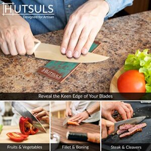Hutsuls Knife Stropping Leather for Sharpening - Get Razor-Sharp Edges with Leather Strop for Knife Sharpening Easy to Use Leather Sharpening Strop with Green & White Strop Compound Step-by-Step Guide