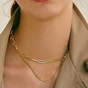 Waitsoul 925 Sterling Silver Paperclip Chain Lobster Clasp 3mm 18k Gold Over Paperclip Link Curb Chain Necklace for Women Men Diamond Cut 16-30 Inches(16)