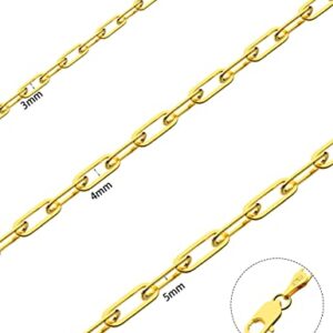 Waitsoul 925 Sterling Silver Paperclip Chain Lobster Clasp 3mm 18k Gold Over Paperclip Link Curb Chain Necklace for Women Men Diamond Cut 16-30 Inches(16)