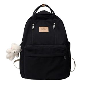 gaxos cute backpack for school aesthetic backpack purse for women girls black book bag korea style bookbag