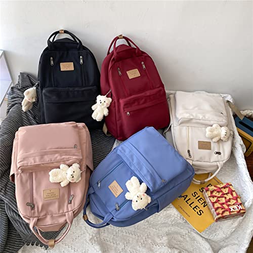 GAXOS Cute Backpack for School Aesthetic Backpack Purse for Women Girls Black Book Bag Korea Style Bookbag