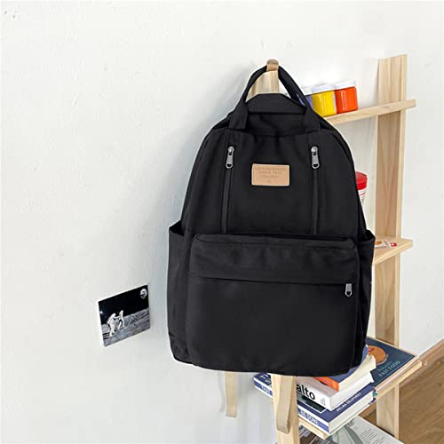 GAXOS Cute Backpack for School Aesthetic Backpack Purse for Women Girls Black Book Bag Korea Style Bookbag