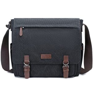 sunborls messenger bag for mens retro canvas laptop bag women 15.6in briefcases rugged satchel shoulder bag