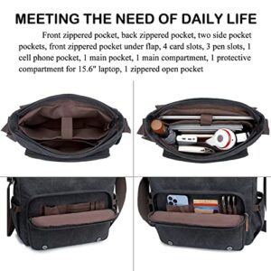 Sunborls Messenger Bag for Mens Retro Canvas Laptop Bag Women 15.6in Briefcases Rugged Satchel Shoulder Bag