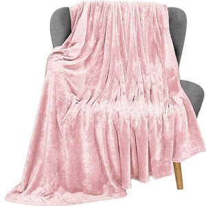 utopia bedding fleece blanket throw size pink 300gsm luxury fuzzy soft anti-static microfiber bed blanket (60x50 inches)