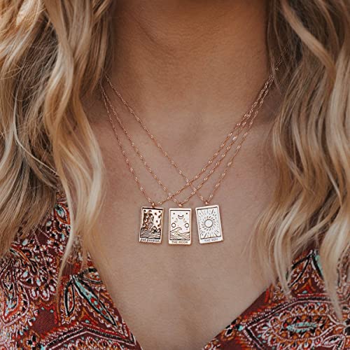 Pura Vida 18" Silver Lover Tarot Pendant Necklace - Handmade Statement Necklace with Silver Chain - Silver Necklace for Women, Long Necklaces for Teen Girls, Boho Jewelry for Women - 3" Extender