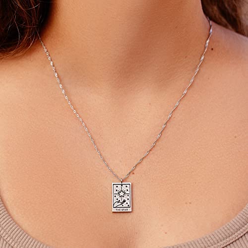 Pura Vida 18" Silver Lover Tarot Pendant Necklace - Handmade Statement Necklace with Silver Chain - Silver Necklace for Women, Long Necklaces for Teen Girls, Boho Jewelry for Women - 3" Extender