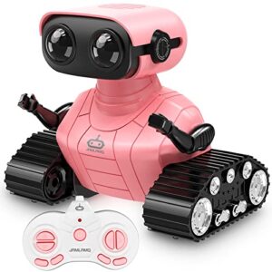 jamlamq robot for kids toy-remote control robot toys,toy with music and led eyes,dance moves,for children boys girls age 3 4 5 6 7 8 9 birthday gifts doll shoes (shiny pink)