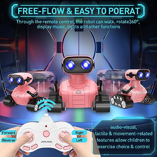 JAMLAMQ Robot for Kids Toy-Remote Control Robot Toys,Toy with Music and LED Eyes,Dance Moves,for Children Boys Girls Age 3 4 5 6 7 8 9 Birthday Gifts Doll Shoes (Shiny Pink)