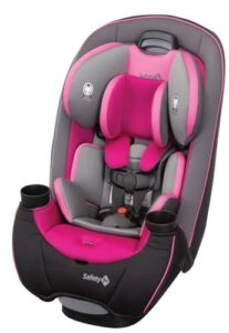 safety 1st crosstown all-in-one convertible car seat, rear-facing 5-40 pounds, forward-facing 22-65 pounds, and belt-positioning booster 40-100 pounds, tickled pink