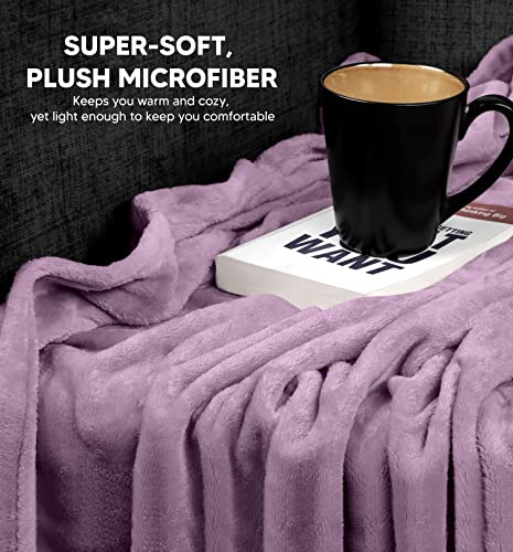 Utopia Bedding Fleece Blanket Queen Size Lilac 300GSM Luxury Fuzzy Soft Anti-Static Microfiber Bed Blanket (90x90 Inches)