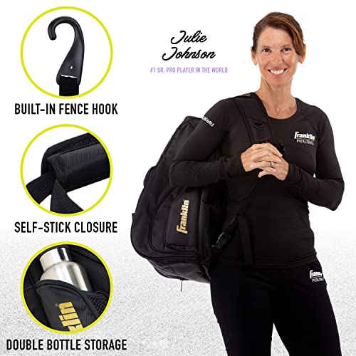 Franklin Sports Pickleball Backpack + Duffle Bag - Elite Series Pickleball Bag for Paddles, Pickleballs + Equipment - Hybrid Backpack + Duffle Bag Design - Pickleball Bag for Men + Women - Black