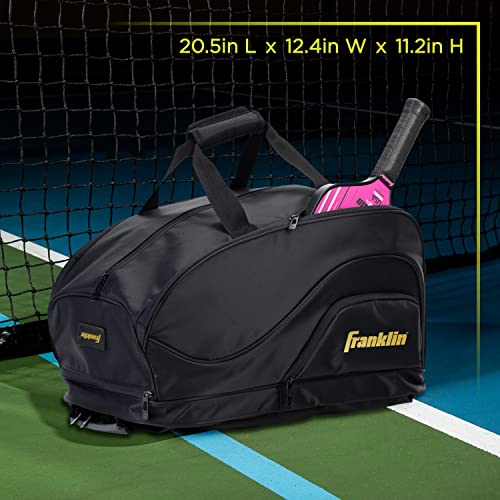 Franklin Sports Pickleball Backpack + Duffle Bag - Elite Series Pickleball Bag for Paddles, Pickleballs + Equipment - Hybrid Backpack + Duffle Bag Design - Pickleball Bag for Men + Women - Black