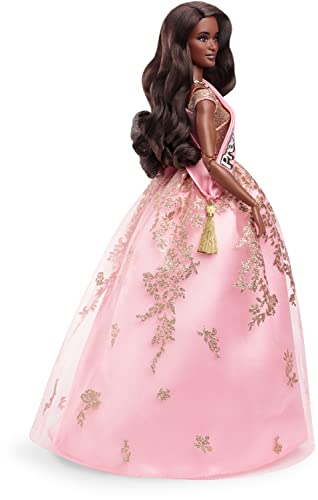 Barbie The Movie Doll, President Barbie Collectible Wearing Shimmery Pink and Gold Dress with Sash (Amazon Exclusive)