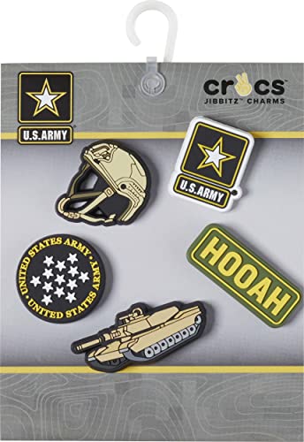 Crocs Unisex's Jibbitz Military Shoe Charms for Adults, US Army, 5 Pack