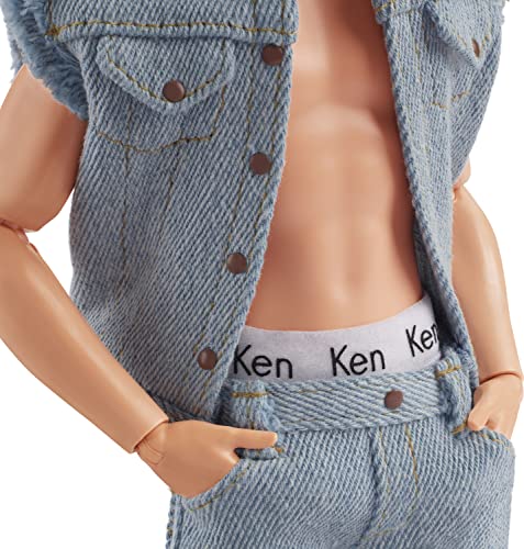 Barbie The Movie Collectible Ken Doll Wearing All-Denim Matching Set with Original Ken Signature Underwear