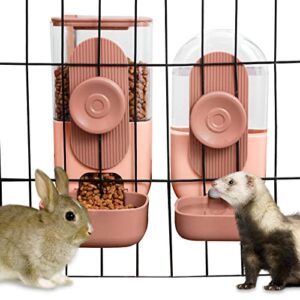 lemtrflo hanging automatic food water dispenser,gravity rabbit feeder and water dispenser set,cage cat food and water dispenser food bowl for bunny chinchilla guinea pig hedgehog ferret