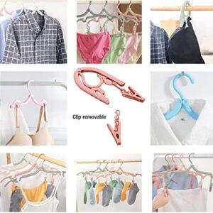 Iimin Portable Folding Travel Clothes Hangers with Clips Travel Accessories，Foldable Non-Slip Lightweight Shirts Socks Underwear Clothes Hangers Drying Rack for Home Outdoor Travel（12 Pcs）