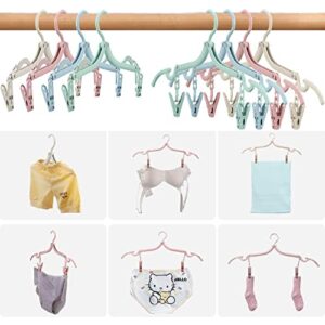 Iimin Portable Folding Travel Clothes Hangers with Clips Travel Accessories，Foldable Non-Slip Lightweight Shirts Socks Underwear Clothes Hangers Drying Rack for Home Outdoor Travel（12 Pcs）