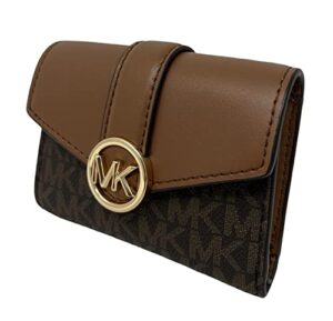 michael kors carmen women's medium bifold wallet flap brown signature logo