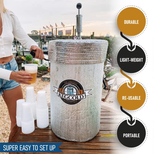 KEGCOLD Portable Keg Cooler - Foldable, Reusable, Lightweight, Insulated, and Easy Setup (1/6 Size Keg, Sixtel)