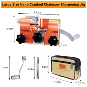 ZFULVO Chainsaw Sharpener,Chainsaw Vise and Hand-Cranked Chainsaw Sharpening Jig Kit,Portable Chain Saw Shaperener Tool for All Chain Saws and Electric Saws, with 5 Grinding Rod