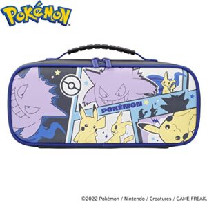 nintendo switch cargo pouch compact (pikachu, gengar, & mimikyu) - split pad compact compatible travel case - officially licensed by nintendo & pokémon