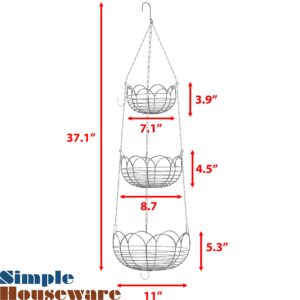 Simple Houseware Modern 3-Tier Hanging Fruit Basket, Chrome